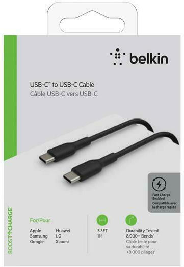 Belkin Boost Charge USB 2.0 Cable USB-C Male - USB-C 60W PD Black 1m CAB003BT1MBK