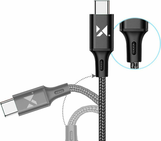 Wozinsky Braided USB 2.0 Cable USB-C male - USB-A Μαύρο 2m WUC-C2B