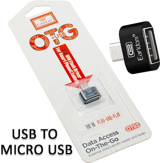 Earldom OT03 Μετατροπέας micro USB male σε USB-A female 1τμχ