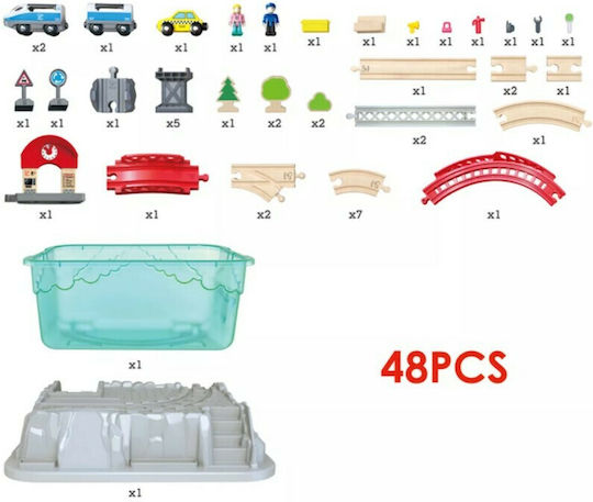 Hape City Railway and Bucket Set cu Trenuleț din Lemn pentru 3+ ani+ Ani