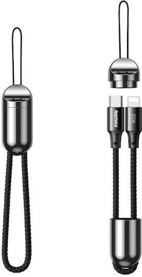 Remax RC-140A Keychain USB 2.0 Cable USB-C Male - USB-C 65W PD Black 0.12m