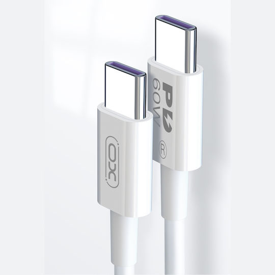 XO NB-Q190B USB 2.0 Cable USB-C male - USB-C 60W PD Λευκό 2m 16.005.0284