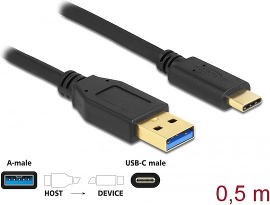 DeLock USB 3.2 Cable USB-C male - USB-A male Μαύρο 0.5m (83869)