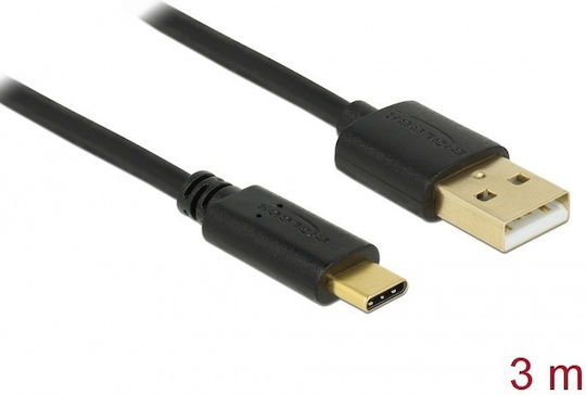 DeLock Cable USB 2.0 Cable USB-C male - USB-A Μαύρο 3m 85209