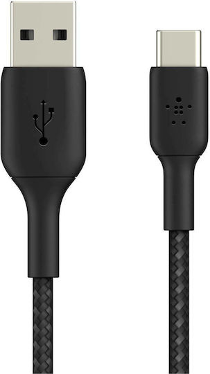 Belkin Braided USB 2.0 Cable USB-C Male - USB-A 15W Black 1m CAB002bt1MBK