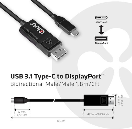 Club3D USB 3.0 Video Cable USB-C male - DisplayPort Μαύρο 1.8m CAC-1557