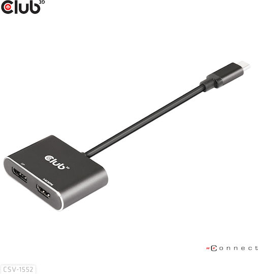 Club3D Μετατροπέας USB-C male σε DisplayPort / HDMI female 1τμχ CSV-1552