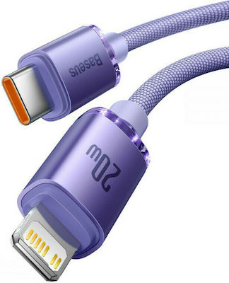 Baseus Crystal Shine Împletit USB-C la Cablu Lightning 20W Violet 1.2m (CAJY000205)