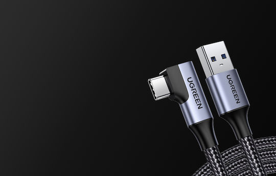 Ugreen Winkel (90°) Geflochtenes USB 2.0 Kabel USB-C männlich - USB-A 18W PD Schwarz 1m 20299