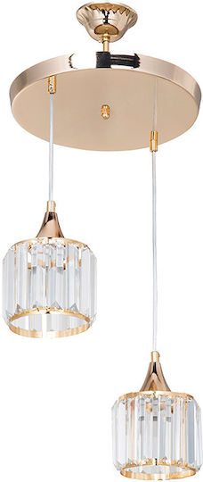 Pakketo PWL-1025 Gold Ceiling Light with Crystals for E27 Socket 30x70x70cm