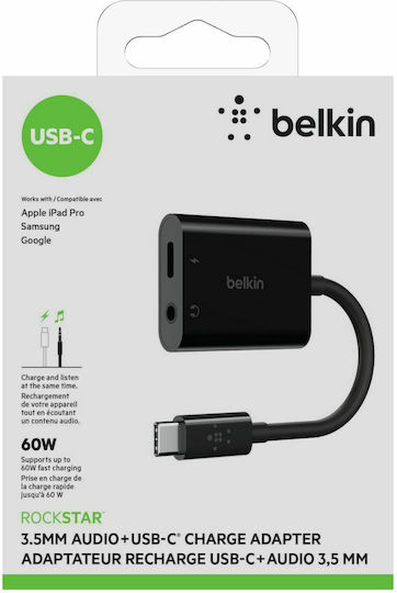 Belkin RockStar Μετατροπέας 3.5mm / USB-C male σε USB-C female 1τμχ