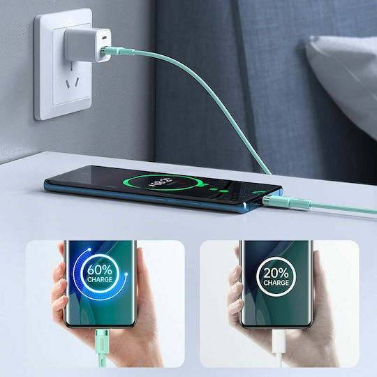 Joyroom S-1830N9 USB 2.0 Cable USB-C male - USB-C 60W Πράσινο 1.8m