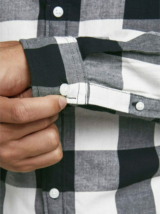 Long-sleeved Cotton Shirt Checked Whisper White