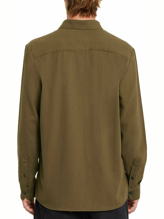 Volcom Caden Solid Herrenhemd Langärmelig Baumwolle Khaki