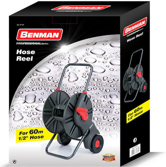 Benman Wheeled Garden Hose Reel for Hose up to 60m with Rewind Handle