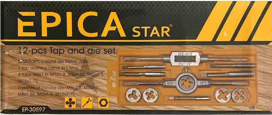 Epica Star EP-30597 Tap & Die Sets with Tap Wrench 12pcs