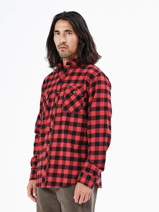 Long-sleeved Flannel Shirt Checked Red / Black