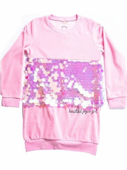 Joyce Παιδικό Χειμερινό Μπλουζοφόρεμα Μακρυμάνικο Ροζ