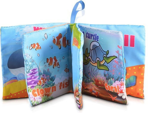 Cangaroo Activity Book Soft Children's Activity Book Ocean's Park JL55 made of Fabric for 12++ Months