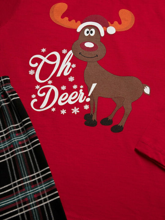 Minerva Παιδική Πιτζάμα Χειμωνιάτικη Κόκκινη XMAS OH DEER