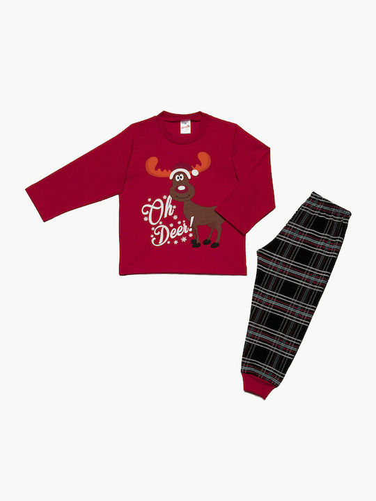 Minerva Παιδική Πιτζάμα Χειμωνιάτικη Κόκκινη XMAS OH DEER