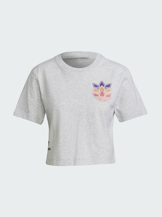 Γυναικείο Αθλητικό Crop T-shirt Γκρι