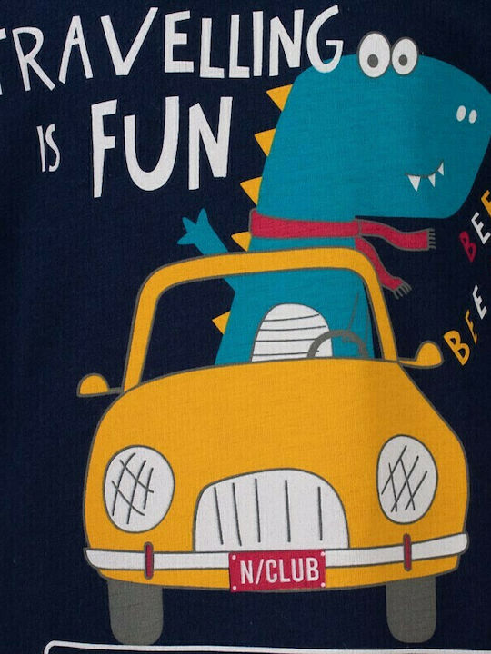 Nina Club Kinder Schlafanzug Winterlich Blau Travelling is Fun