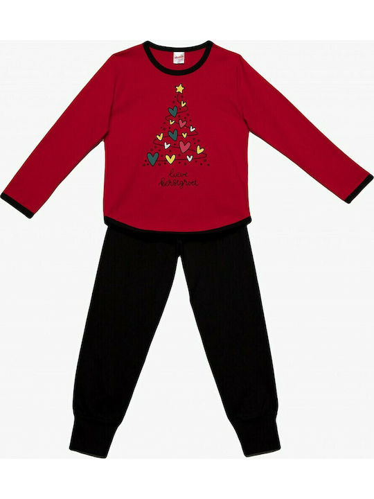 Minerva Kinder Schlafanzug Winterlich Rot Merry X Mas