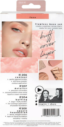 Real Techniques Set with Makeup Brushes made of Synthetic Hair Flawless 4pcs