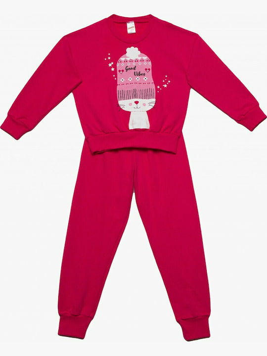 Minerva Pijama pentru copii De iarnă Fuchsia Cat Power