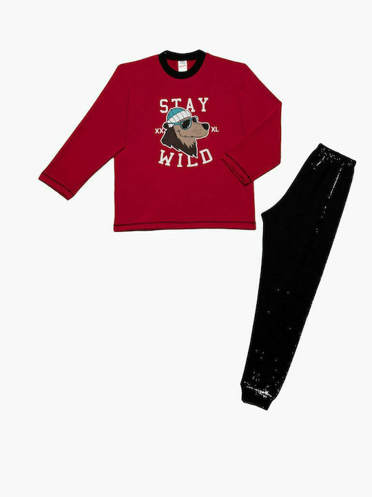 Minerva Kids' Pajamas Winter Red STAY WILD
