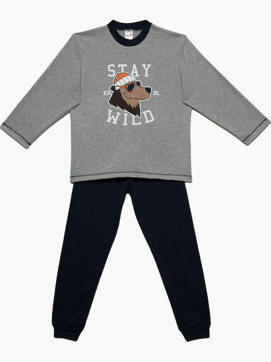 Minerva Kids' Pajamas Winter Gray Stay Wild
