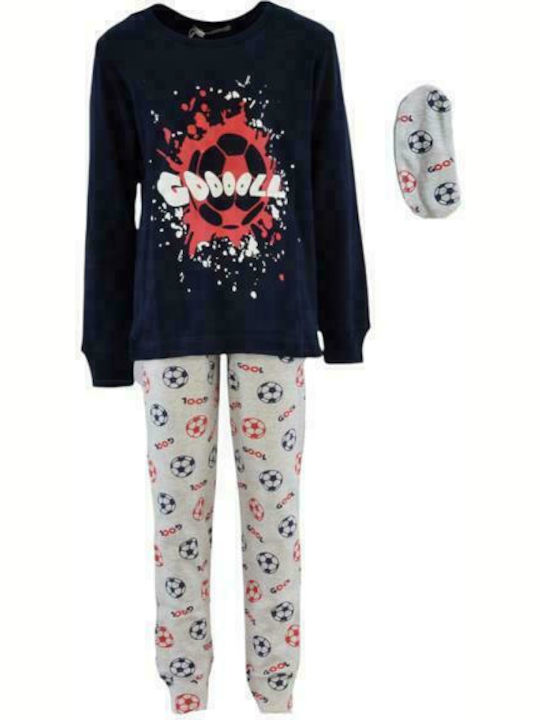 Εβίτα Hommies Set Top & Bottom Kids Winter Pyjamas Navy Blue