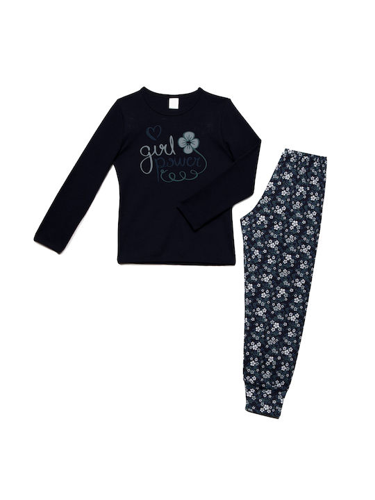 Minerva Set Top & Bottom Kids Winter Pyjamas Navy Blue