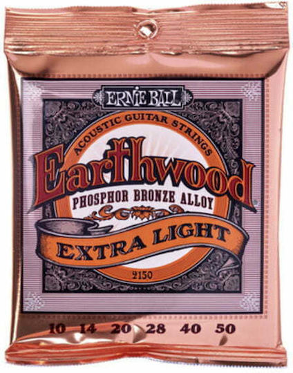 Ernie Ball Earthwood Einstellen Phosphor-Bronze Akustikgitarrensaiten 10 - 50 Zoll Extra Leicht
