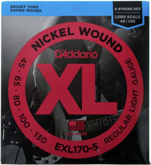 Daddario XL Nickel Bass Strings Set Nickel Wound Bass 45 - 130 Light Long Scale