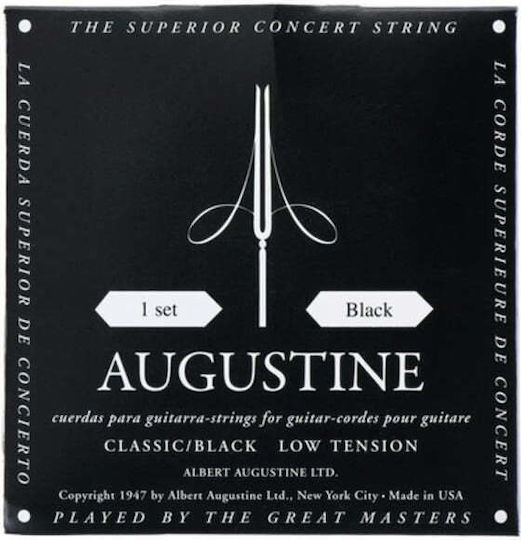 Augustine Classic Single Nylon Classical Guitar Strings 6 Pieces Black (Regular Trebles / Low Basses)