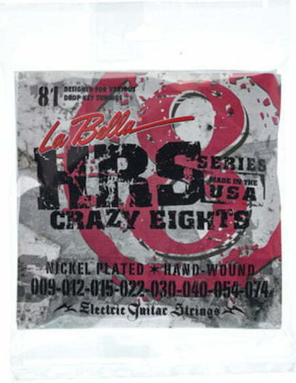 La Bella 8-String Electric Μονές Χορδές Nickel Wound Ηλεκτρικής Κιθάρας 8τμχ 9"