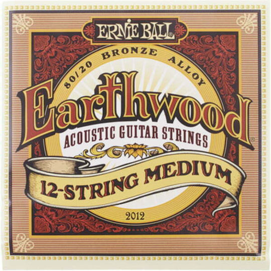 Ernie Ball Set of 80/20 Bronze Strings for Acoustic Guitar Earthwood 80/20 Bronze 12-String Medium 11 - 28"