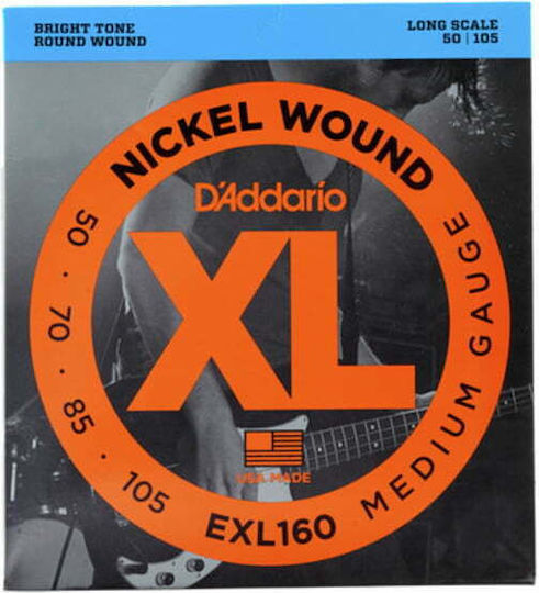 Daddario XL Nickel Bass Set of Nickel Wound Strings for Bass 50 - 105 Medium / Long Scale