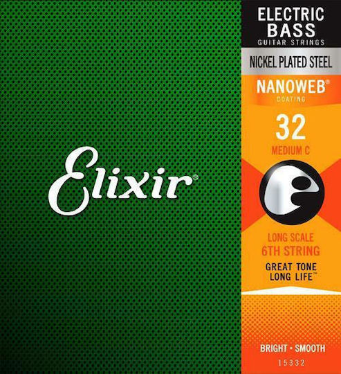 Elixir Nanoweb Μονή Χορδή Steel Μπάσου 32"