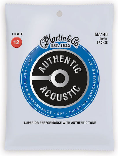 Martin Authentic Acoustic SP Set of 80/20 Bronze Acoustic Guitar Strings 12 - 54 Inches Light