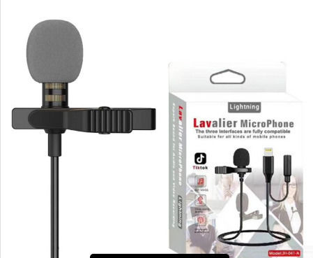 Hands-Free Lavalier Electret Microphone Lightning Πέτου, Clip On Journalistic Lightning