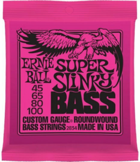 Ernie Ball Set of Nickel Wound Strings for Bass Slinky Bass 4-String Super 45 - 100"