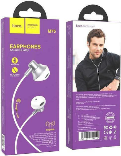 Hoco M75 Belle In-ear Handsfree με Βύσμα 3.5mm Ασημί