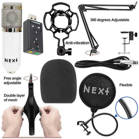 Next Shock Mount Kit Σετ Πυκνωτικό Μικρόφωνο XLR / USB Shock Mounted σε Λευκό Χρώμα