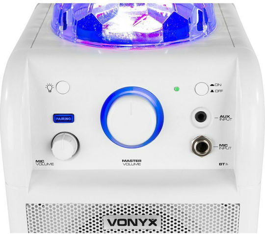 Vonyx Karaoke Speaker with Wired Microphone and Lighting Effects SBS50 178.353 White