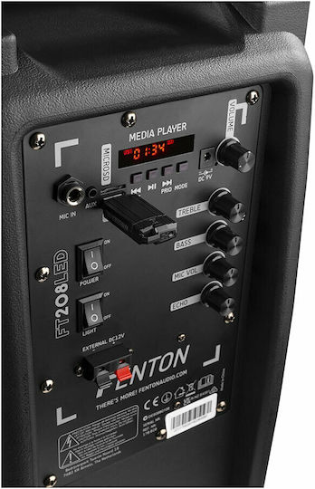 Fenton Karaoke Speaker with Wired Microphone and Lighting Effects FT208 LED 170.020 Black