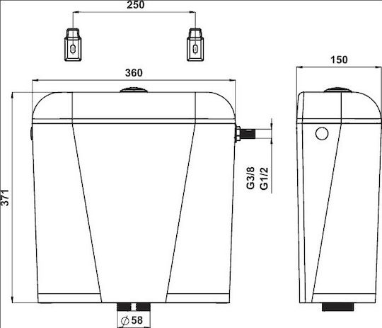 Nikiplast Classic Montat pe perete Plastic Rezervor de toaletă Rectangular Presiune scăzută Roșu