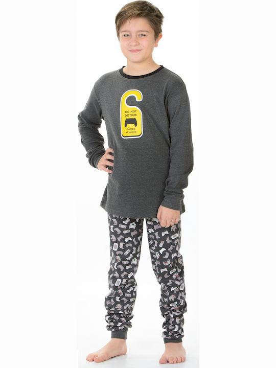 MEI Set Top & Bottom Kids Winter Cotton Pyjamas Gray